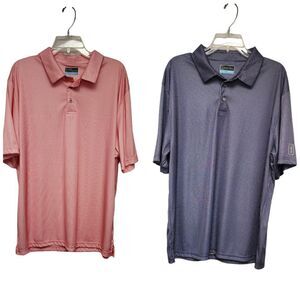 PGA Tour Polo Shirt Sleeve Shirt Pink/White Stripe XL